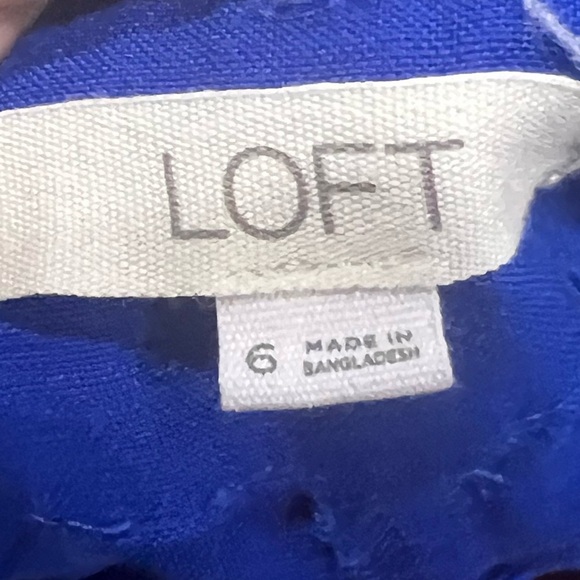 LOFT Vibrant Royal Blue Women's High Waisted The Peyton Short Linen Blend EUC - Picture 2 of 5